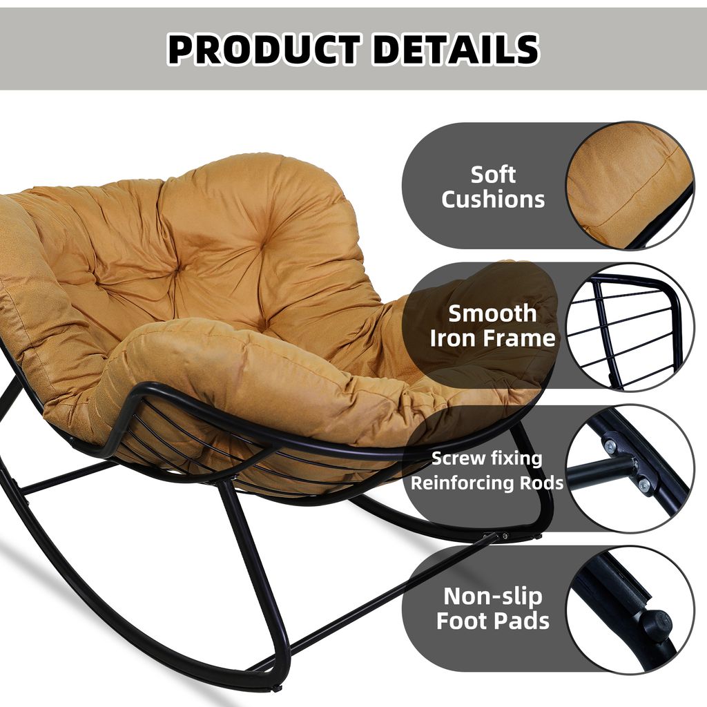 CCLIFE Schaukelstuhl Schaukelsessel Wohnzimmer Relaxstuhl Produktbild 4