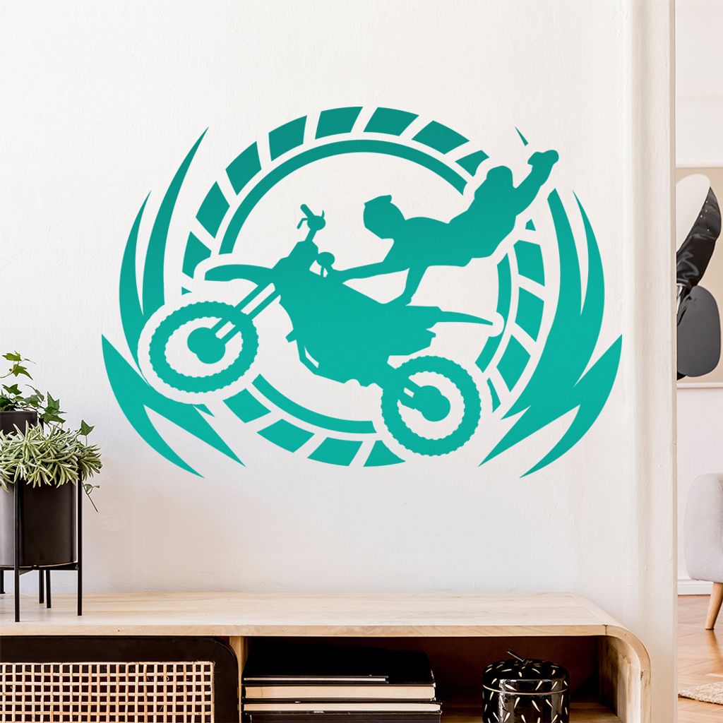 Motocross Stunt Wandtattoo Wandaufkleber Wall Sticker - Dekoration, Küche, Wohnzimmer, Schlafzimmer, Badezimmer