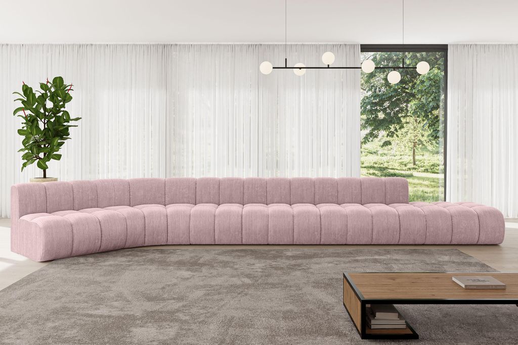 ALTDECOR Modulares Sofa Ecksofa in L-Form - Brilo-L3 - 562x174x70 cm Rosa - Corner modular Sofa Eckcouch Couch Wohnlandschaft Cauchsofa Bodensofa P...