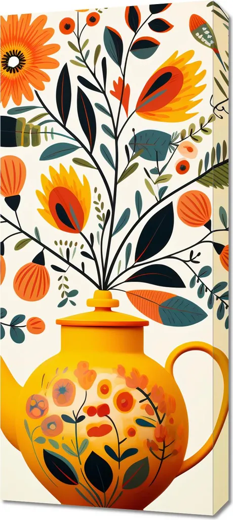 Quadro 40x90 cm Tè Rigoglioso: Stampa su Tela Canvas per Cucina Moderna