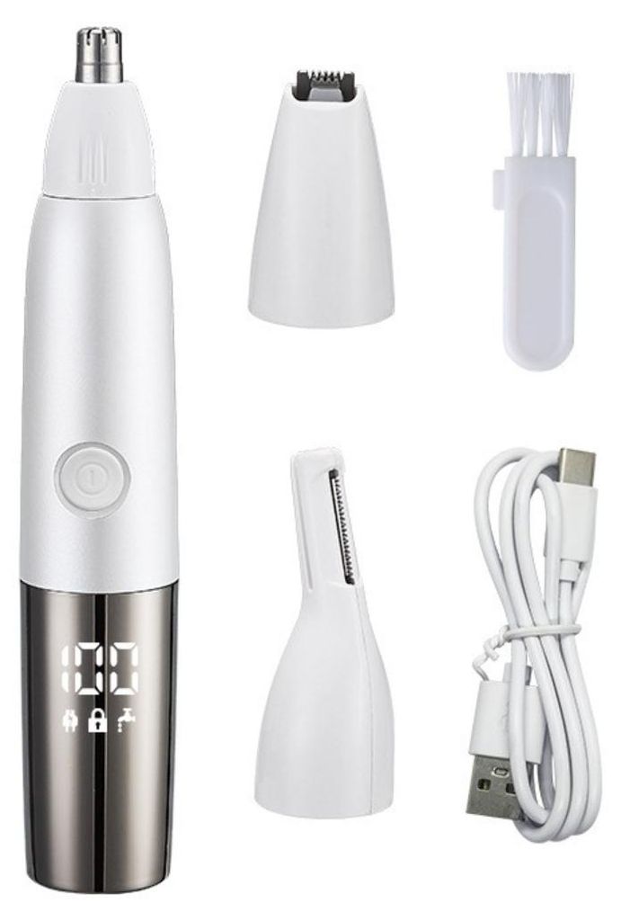 INF Elektrischer Nasenhaarschneider Edelstahl 15.4cm USB-C für Reise Weiß