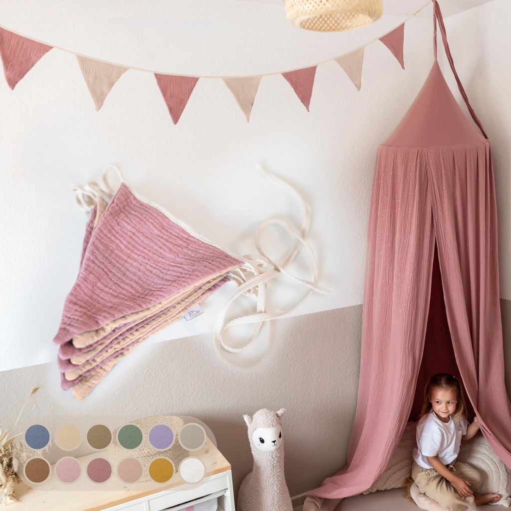 Handgemachte Wimpelkette für Kinderzimmer aus Musselin Produktbild 