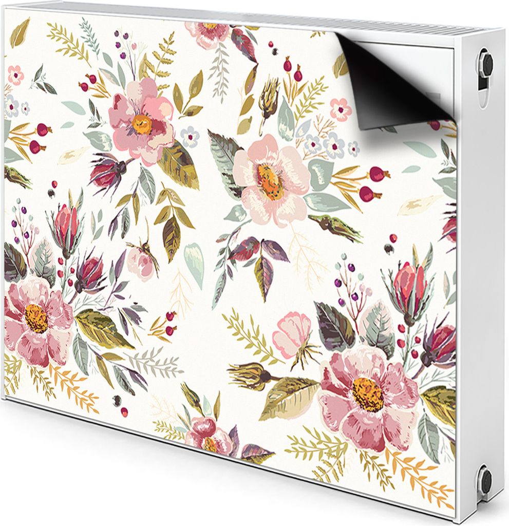 Magnet Radiator Magnet Mat Heizkörperverkleidung Heizkörper-Abdeckung Heizung 90x60 cm - Vintage Feld, Blumen