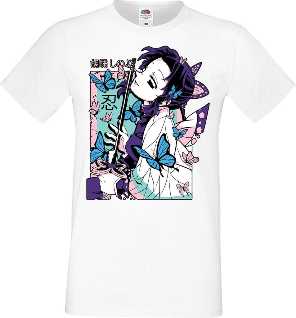 Herren T-Shirt Manga Anime Demon Anime Slayer Shinobu Kocho Shinobu, Man M / Weiß