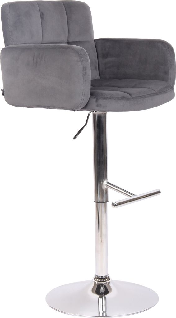 Barhocker HLO-CP326 Samt chrom dunkelgrau