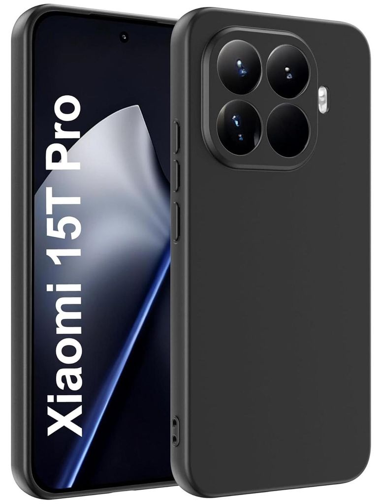 Silikon Hülle für Xiaomi 15T Pro Schutzhülle Matt Schwarz Produktbild 