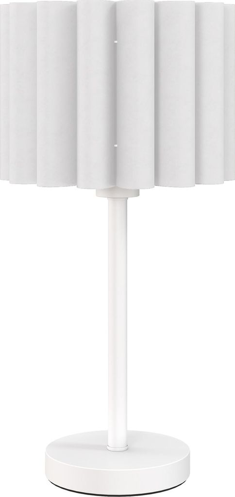Tischlampe im Retro-Stil, Nachttischlampe, Kunststoff-Schirm, Knopfschalter, Wei?