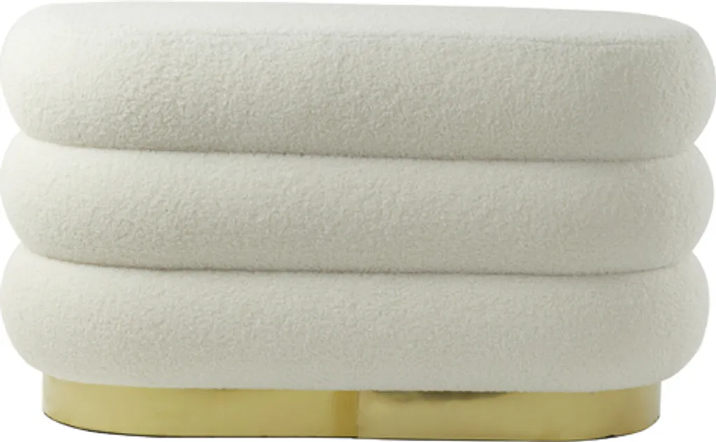 Petit Banc Teddy Crème LYALL pour Entrée Étroite - Gain de Place Doré