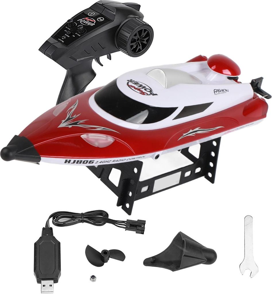 RC 2,4 GHz Fernbedienung 4 Kanal Mini Boot Rennen Schnellboot Modell Kinder Spielzeug Fahrzeug Schiff (rot)