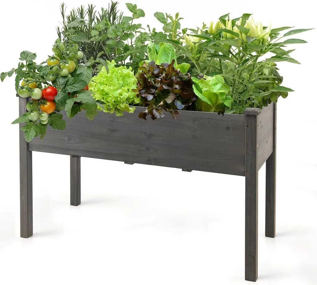 Jardinière surélevée pour potager de balcon, bac en bois 125x59x76cm
