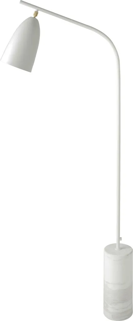 Lampadaire de salon design en marbre blanc et pied en acier blanc 8036