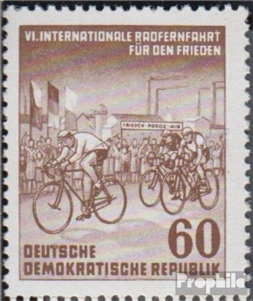 Briefmarken DDR 1953 Mi 357II DE von FRIEDEN mit Bindestrich gestempelt Radfernfahrt
