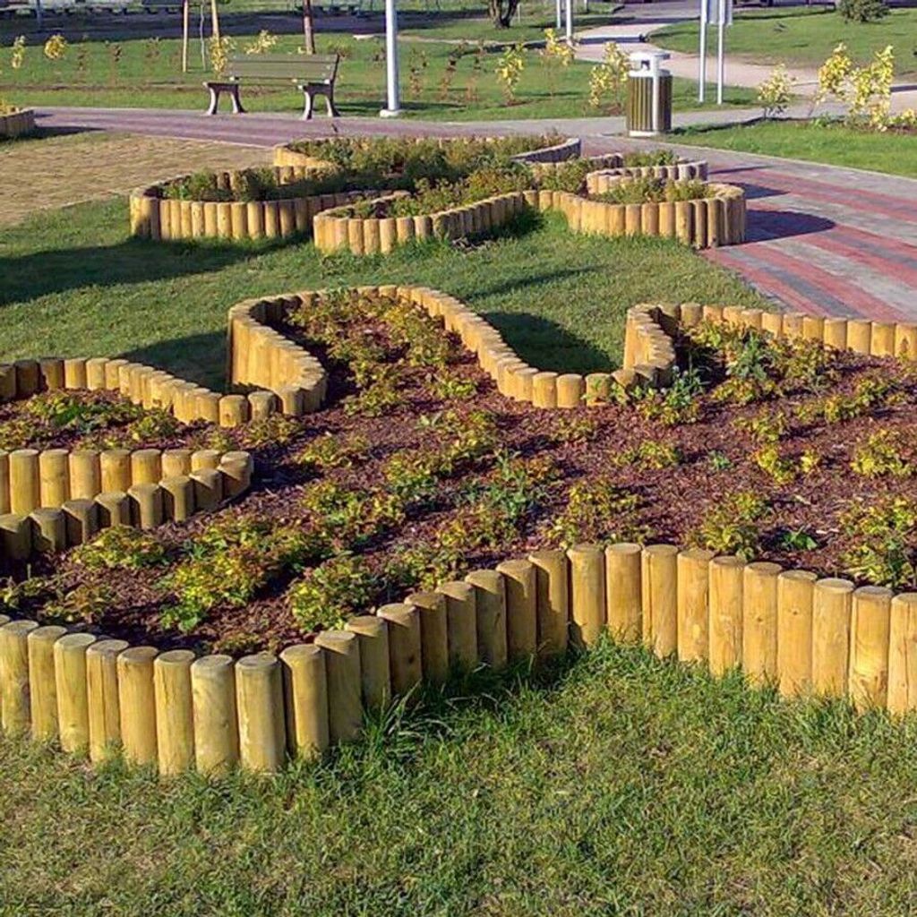 Palisaden Ø 10 cm aus kesseldruckimprägniertem Holz Palisade zur Beetumrandung Beeteinfassung : Ø 10 x 120 cm Maße: Ø 10 x 120 cm