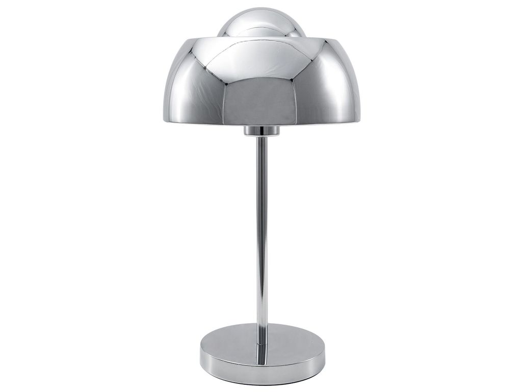BELIANI Tischlampe Silber Metall 44 cm runder Schirm Kabel mit Schalter Industrie Look