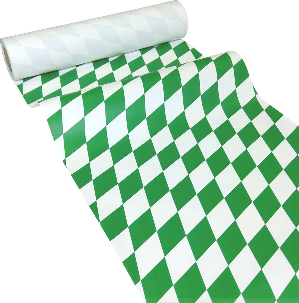 50m x 0,40m JUNOPAX Papier Tischläufer Raute grün-weiß