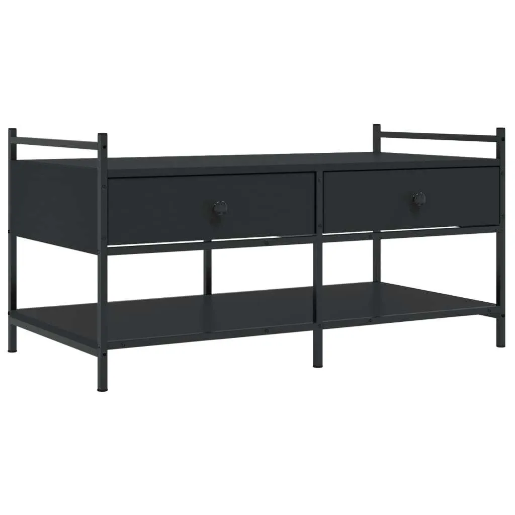 SYFAX Tavolino da Salotto Nero Legno Multistrato 99x50x50 Moderno