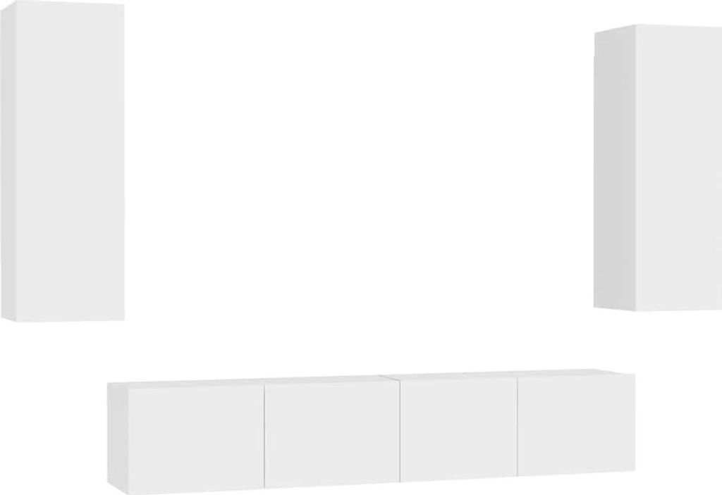 vidaXL 4-tlg. TV-Schrank-Set Weiß Holzwerkstoff