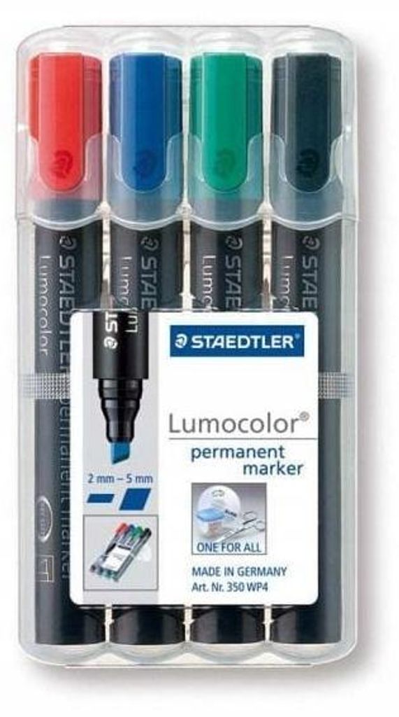 Staedtler Lumocolor 350 WP4 evidenziatore 4 pz Nero, Blu, Immagine del prodotto 