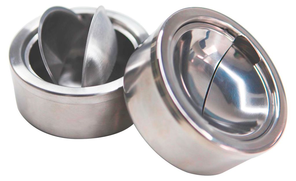 Tisch Aschenbecher Sturmaschenbecher Metall Silber mit Deckel