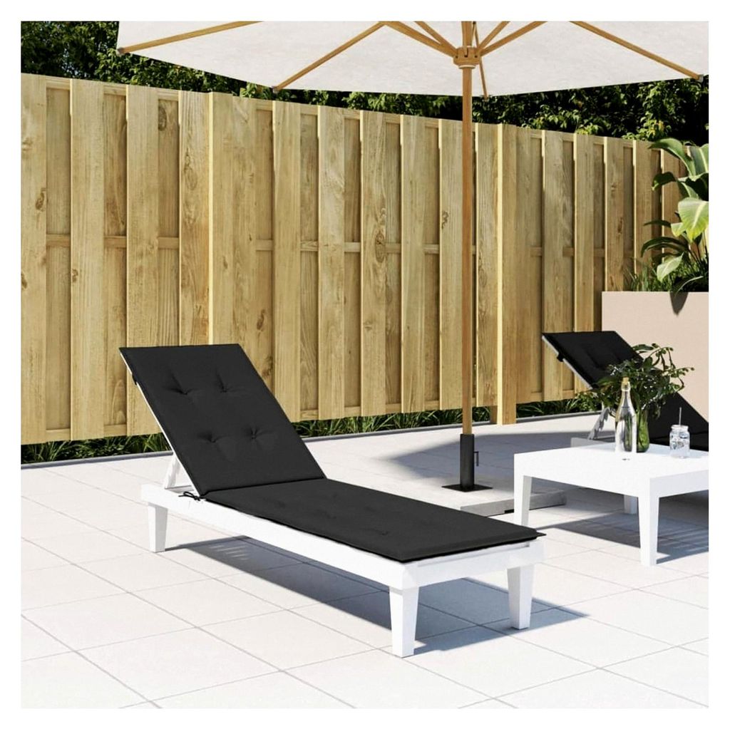 Liegestuhlauflage Schwarz (75+105) x50x3 cm, Auflage für Hollywoodschaukel, Sonnenliege, Gartenliege, Liegenauflage, Deckchair