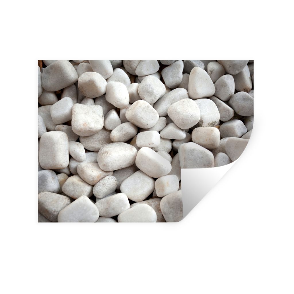 MuchoWow Wandtattoo Wandsticker Wandaufkleber Steine - Schotter - Weiß 160x120 cm Selbstklebend und Repositionierbar - Selbstklebend - Fototapeten