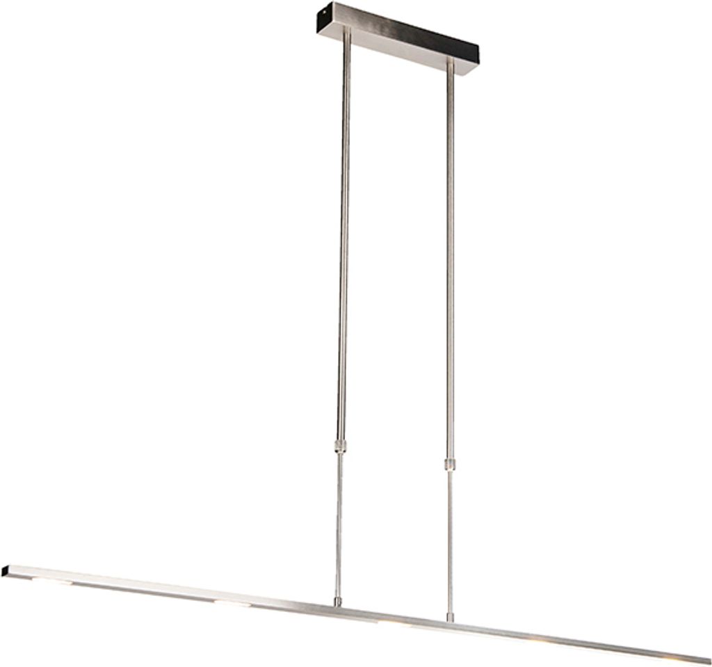 Qazqa Esstisch led Modern, Minimalistisch Pendelleuchte, Pendellampe - Bold - Silber Farbe, 3000K, warmweiß, dimmbar, 5-flammig, 130cm, Ideal als ...