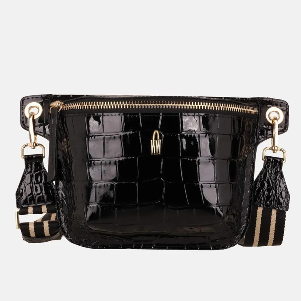 Sac banane cuir verni noir LEIA : gardez vos mains libres avec chic
