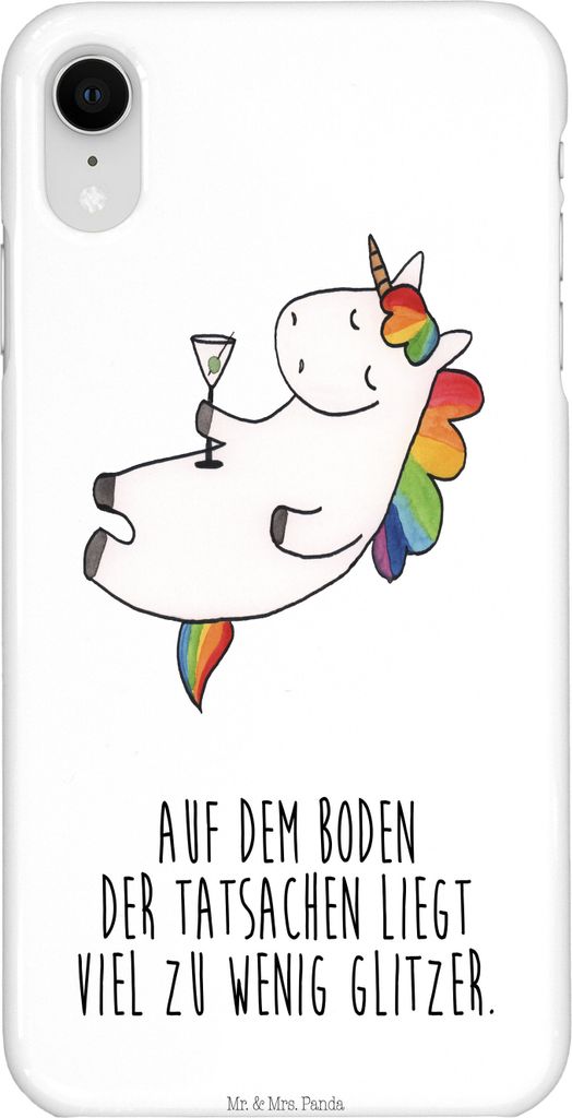 Mr. & Mrs. Panda Iphone XR Handyhülle Einhorn Cocktail - Weiß - Geschenk, Premium Kunststoff, Handy Case, Caipirinha, Einhörner, Party, Unicorn,...