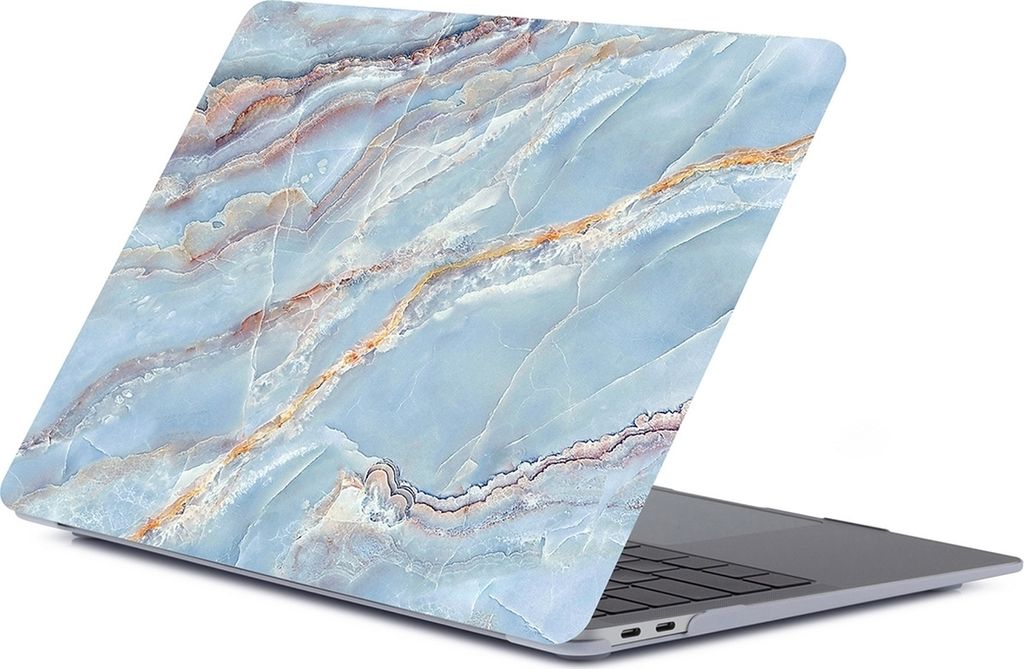 Mobigear Marble MacBook Air 13 Zoll (2018-2020) Hardcase Hülle MacBook Case - Blau / Gold - Model A1932 / A2179 / A2337