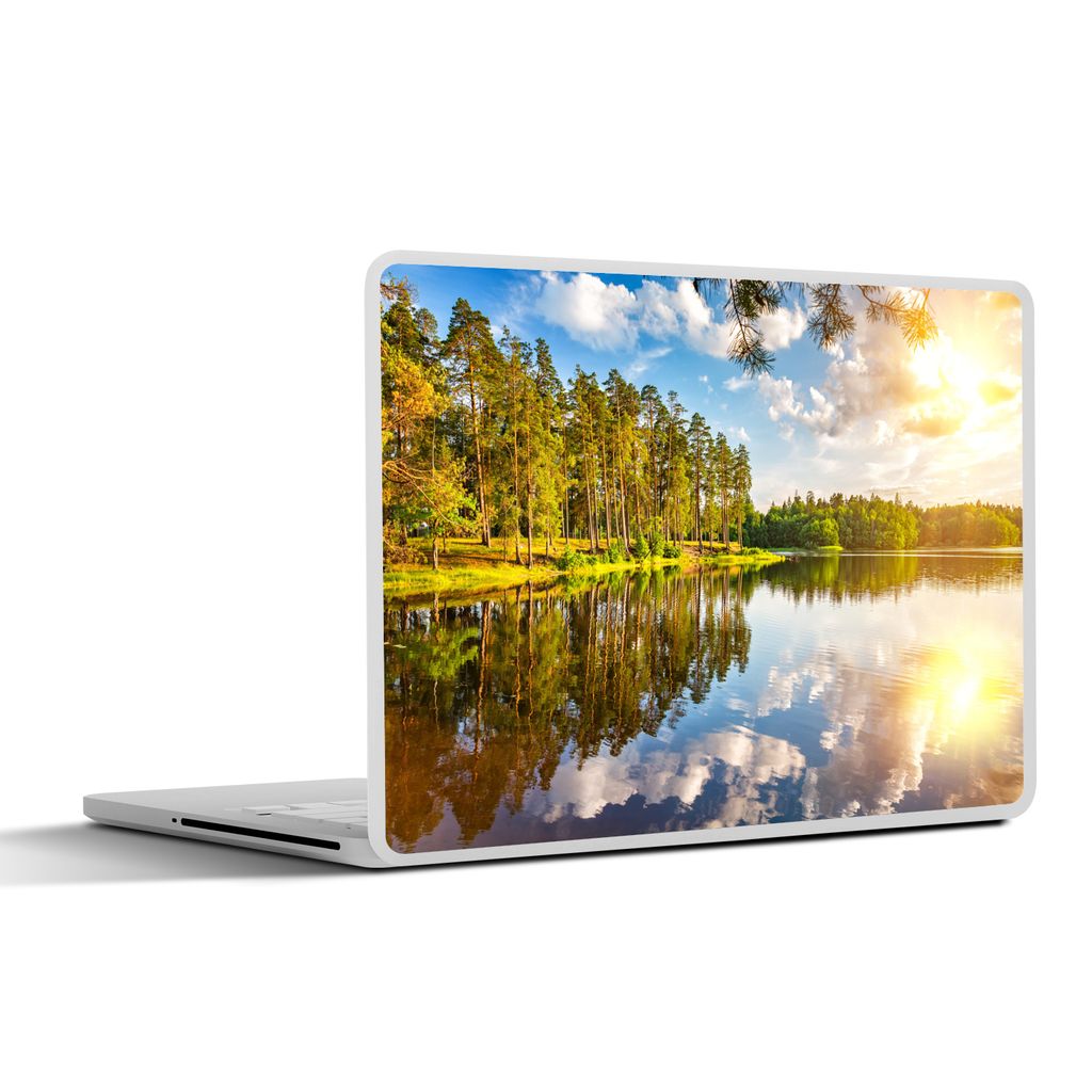 MuchoWow Laptop Aufkleber Sticker Cover Sonne - Wasser - Bäume 40x30 cm - Laptop Dekoration - Selbstklebend