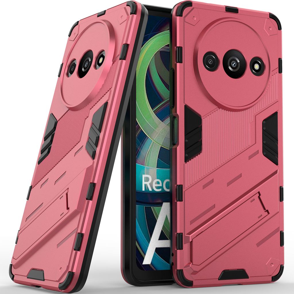 Armor Hülle für Xiaomi Redmi A3, Hybrid PC TPU Bumper Stoßfestes Schutzhülle mit Standfunktion Rosa