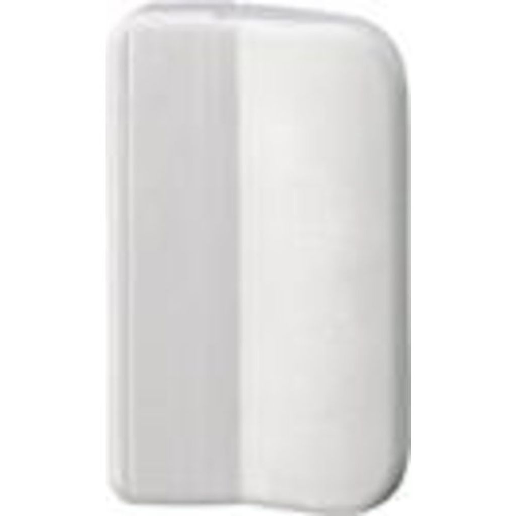 A white door handle on a white background.