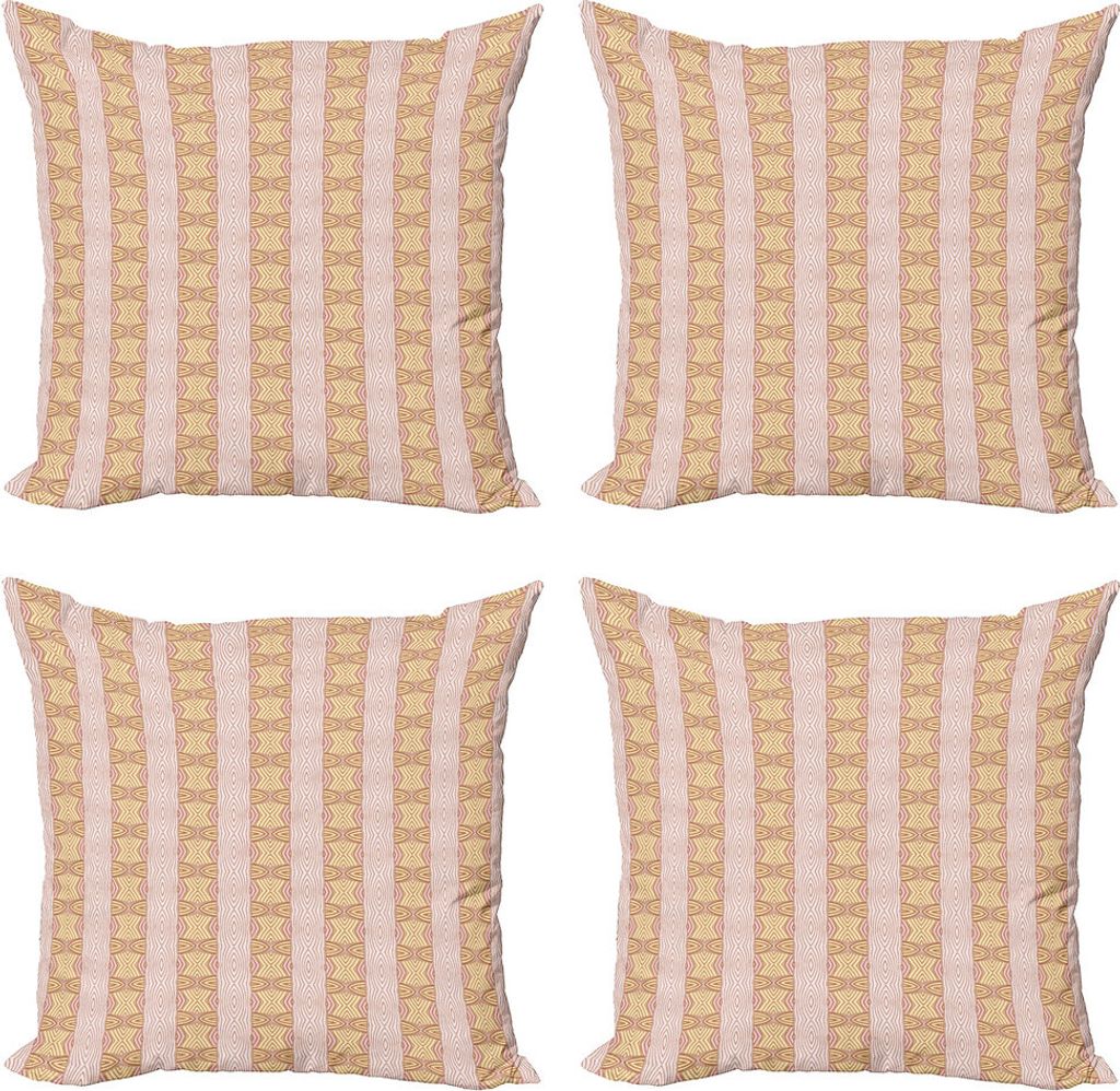 ABAKUHAUS Abstrakt Kissenbezug Set (4 Stück), Pastellweinlese-Weich-Strudel, Moderner Doppelseitiger Digitaldruck, 50 cm x 50 cm, Rose Pale Yellow