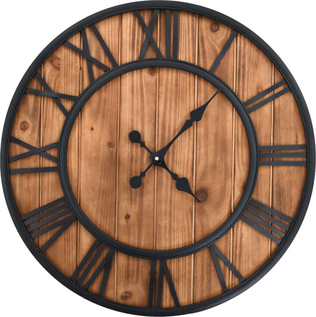 vidaXL Wanduhr Vintage mit Quarzwerk Holz und Metall 60 cm Produktbild 