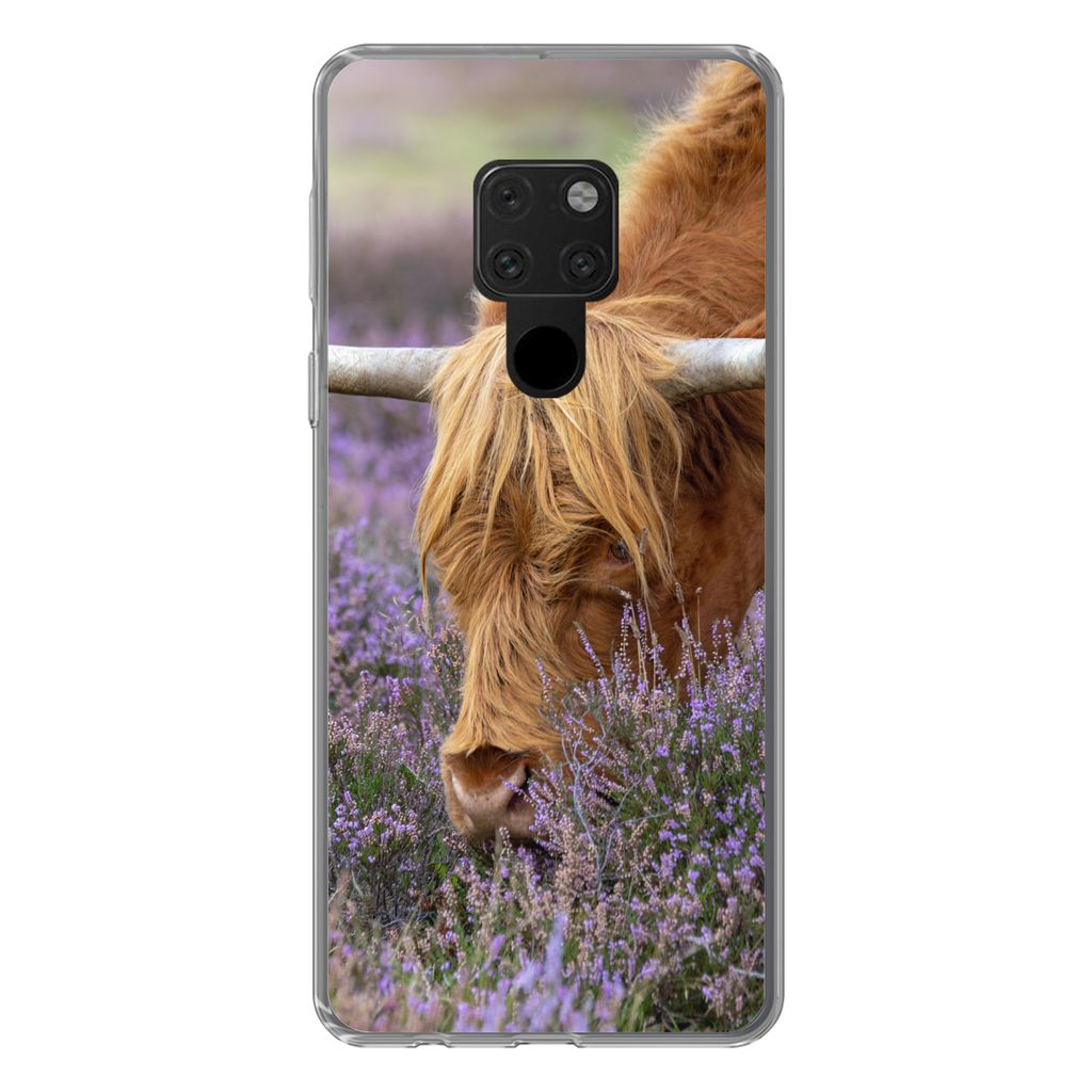 MuchoWow Handyhülle Schutzhülle Hülle für Huawei P40 Lite Schottischer Highlander - Tiere - Heide Silikon Softcase Handy Hülle - Handy