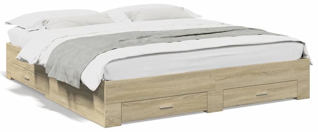 vidaXL Bettgestell mit Schubladen Sonoma-Eiche 180x200cm Holzwerkstoff