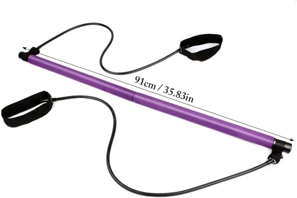 Pilates-Bar-Set, tragbarer Pilates-Trainingsstab, Pilates-Bar-Set mit Widerstandsband-Übungsstab, tragbares Pilates-Bar-Set für Fitnessstudio(V...