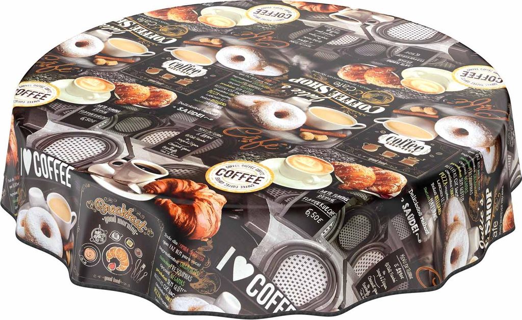 Tischdecke Wachstuch Essen Schwarz Robust Wasserabweisend Rund 120 cm