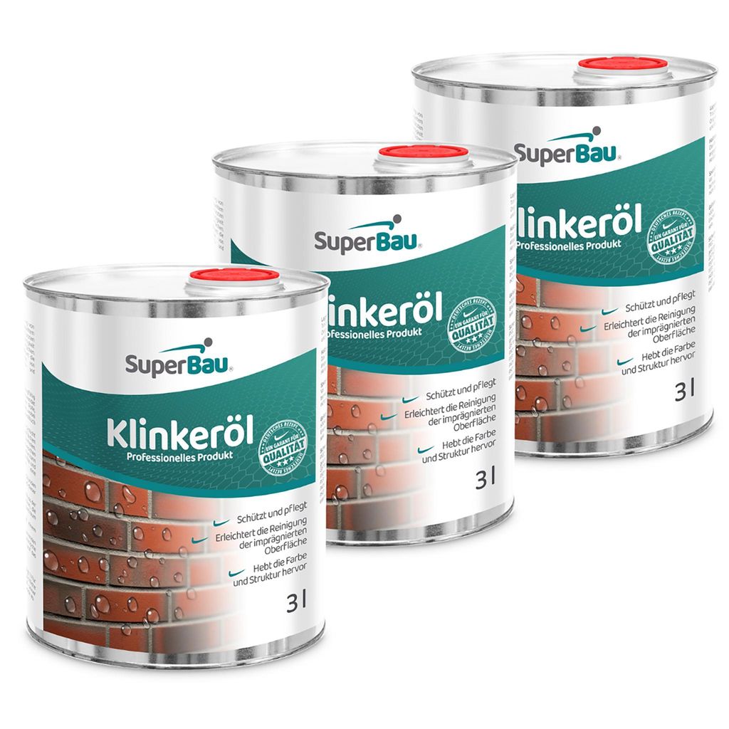 Superbau Klinkeröl Außen & Innen 9 L, Klinkerstein Imprägnierung, Versiegelung & Hydrophobierung, für Klinkersteine, Riemchen, Mauern & Klinker...