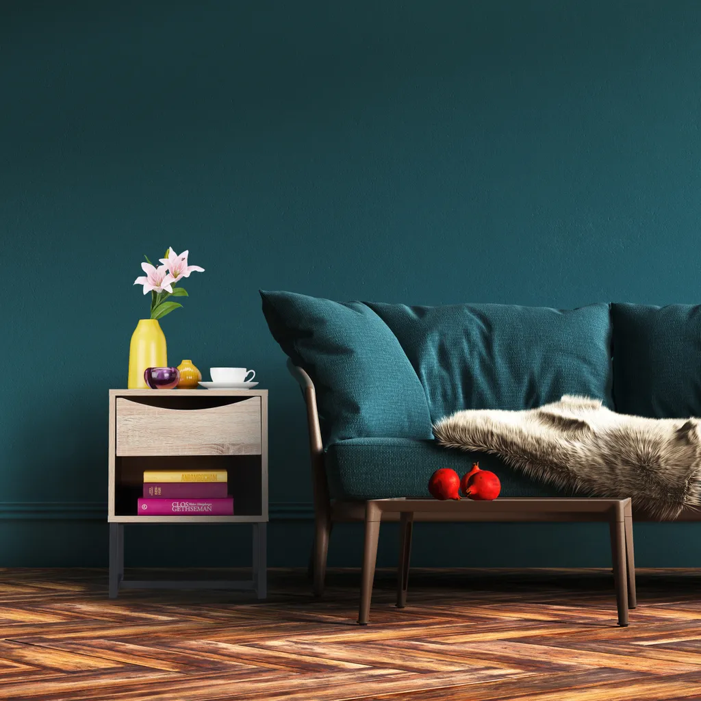 Table de nuit noire avec compartiment ouvert et structure robuste en bois - 6