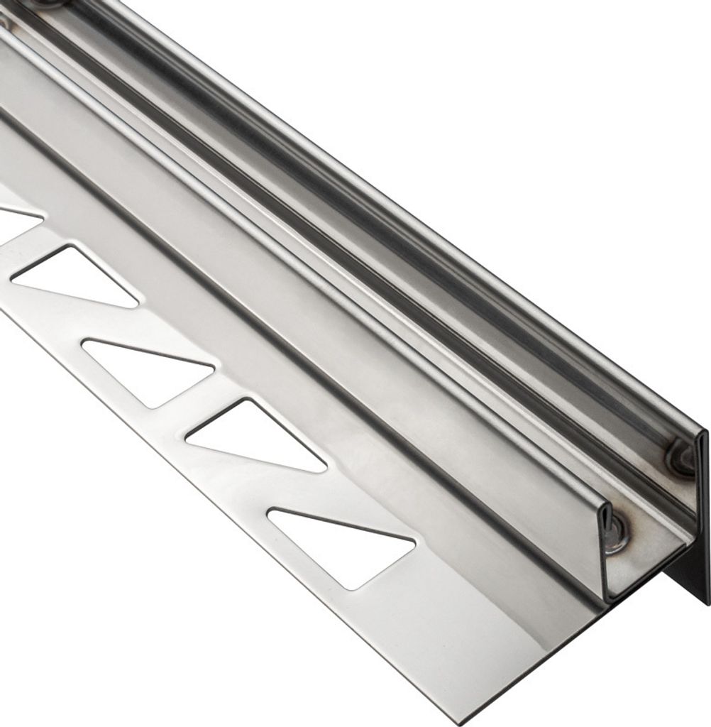 Glashalter- Duschprofil, Keil- Gefälle-Profil begehbare Dusche H19 G13 Rechts 200cm glänzend