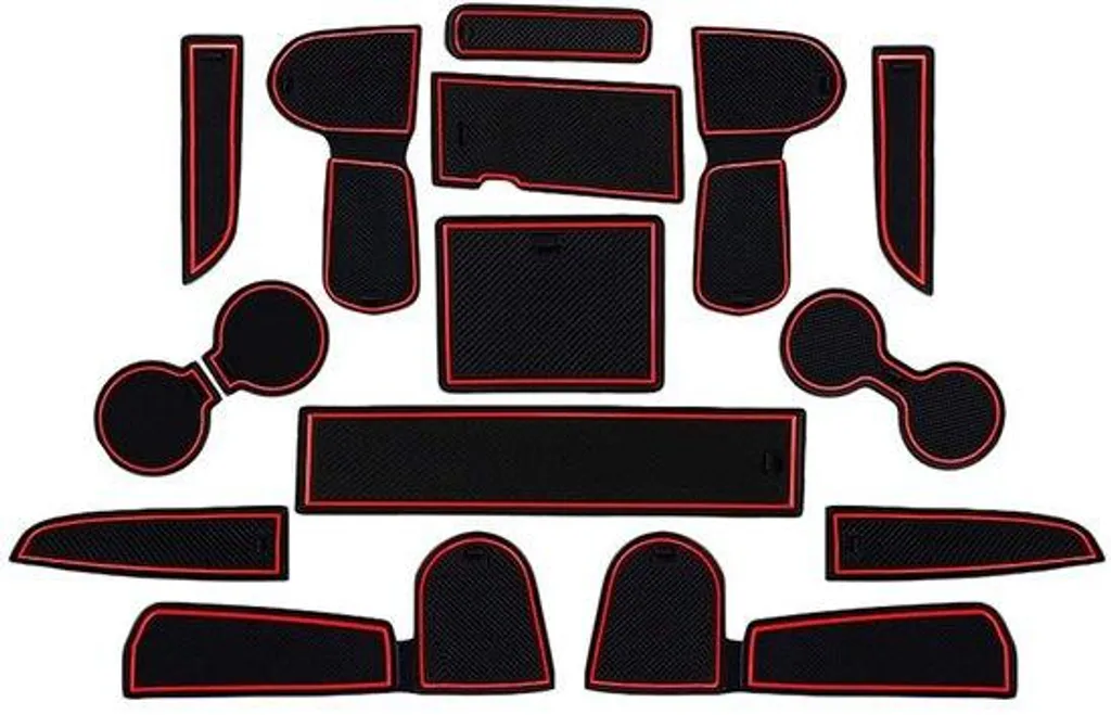 Tapis antidérapants en caoutchouc rouge pour vide-poches et porte-gobelets