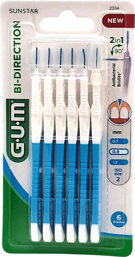 GUM Bi-Direction Brste blau 0,9mm 6St