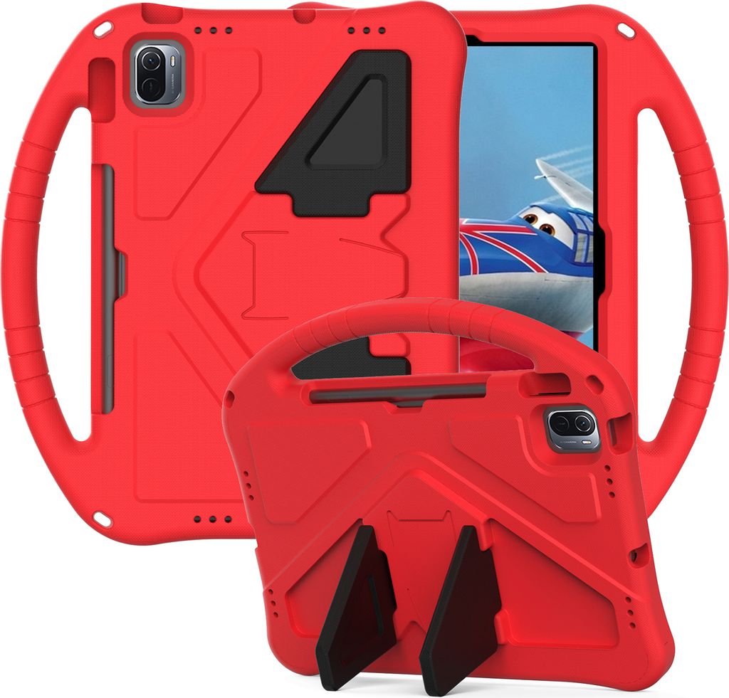 Kinder Hülle für Xiaomi Pad 5 / Pad 5 Pro 11" 2021, Eva Leichte Stoßfeste Faltbarem Ständer, Kids Griff Schutzhülle Rot