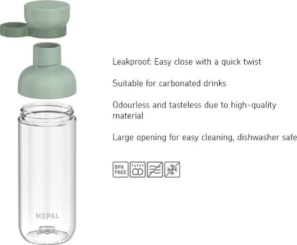 Mepal Trinkflaschen Vita - Wasserflaschen Duo Pack - Flaschen für Uni, Arbeit, Fitness, Outdoor, Job - Stoßfest, Auslaufsicher - BPA-frei & Spül...