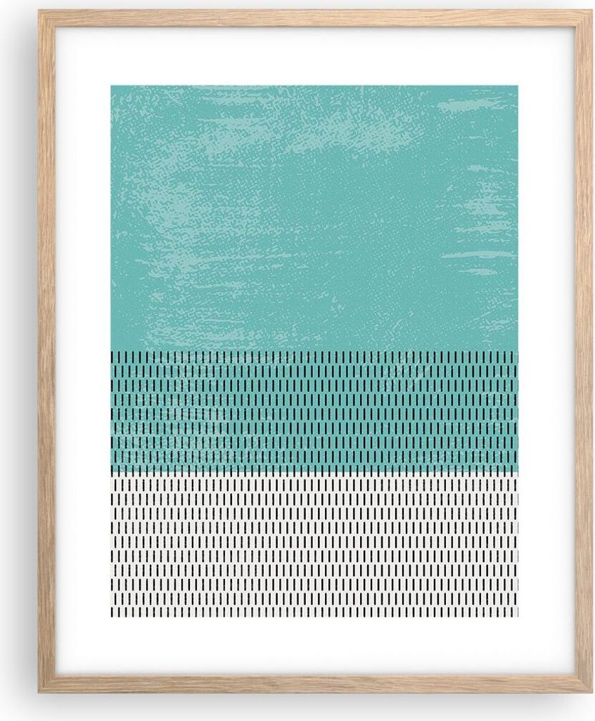 Gerahmtes Poster - Rahmen in heller Eiche - Abstraktion Modern Striche - 40x50 cm - Wand Bild - Wanddeko - Wandbilder - Kunstposter - Wandposter - ...