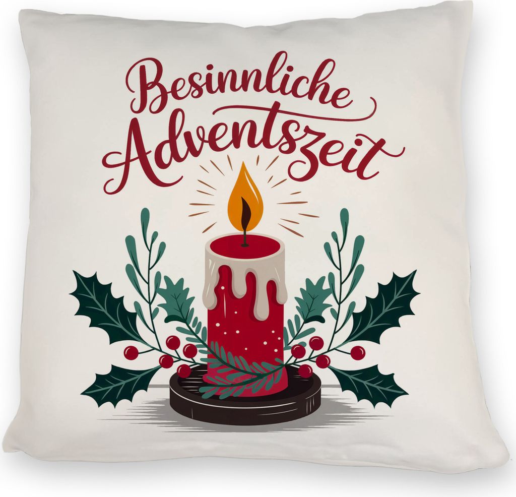 Rote Kerze Weihnachts Kissen Besinnliche Adventszeit