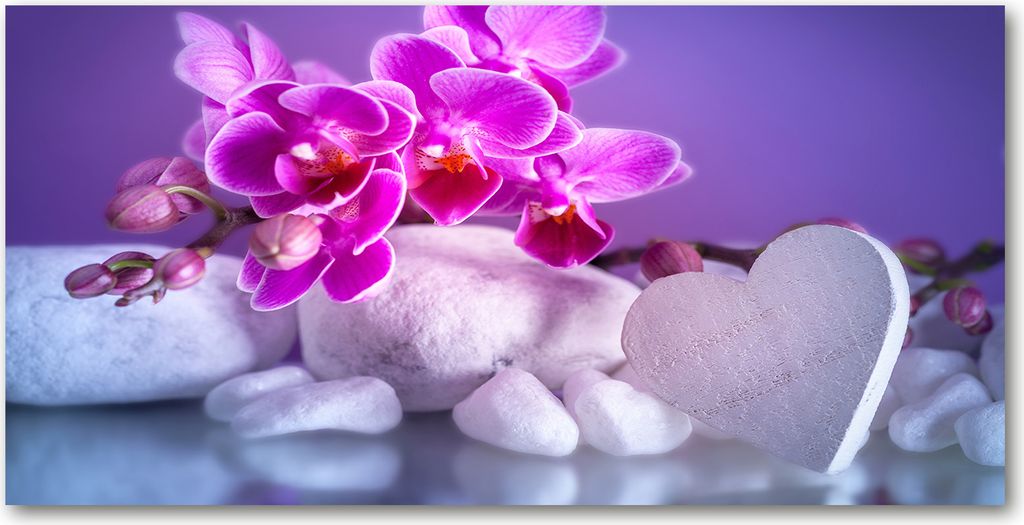 Tulup Leinwandbild -100x50 cm - Wandkunst - Drucke auf Leinwand - Leinwanddruck - Blumen & Pflanzen - Rosa - Orchidee Herz