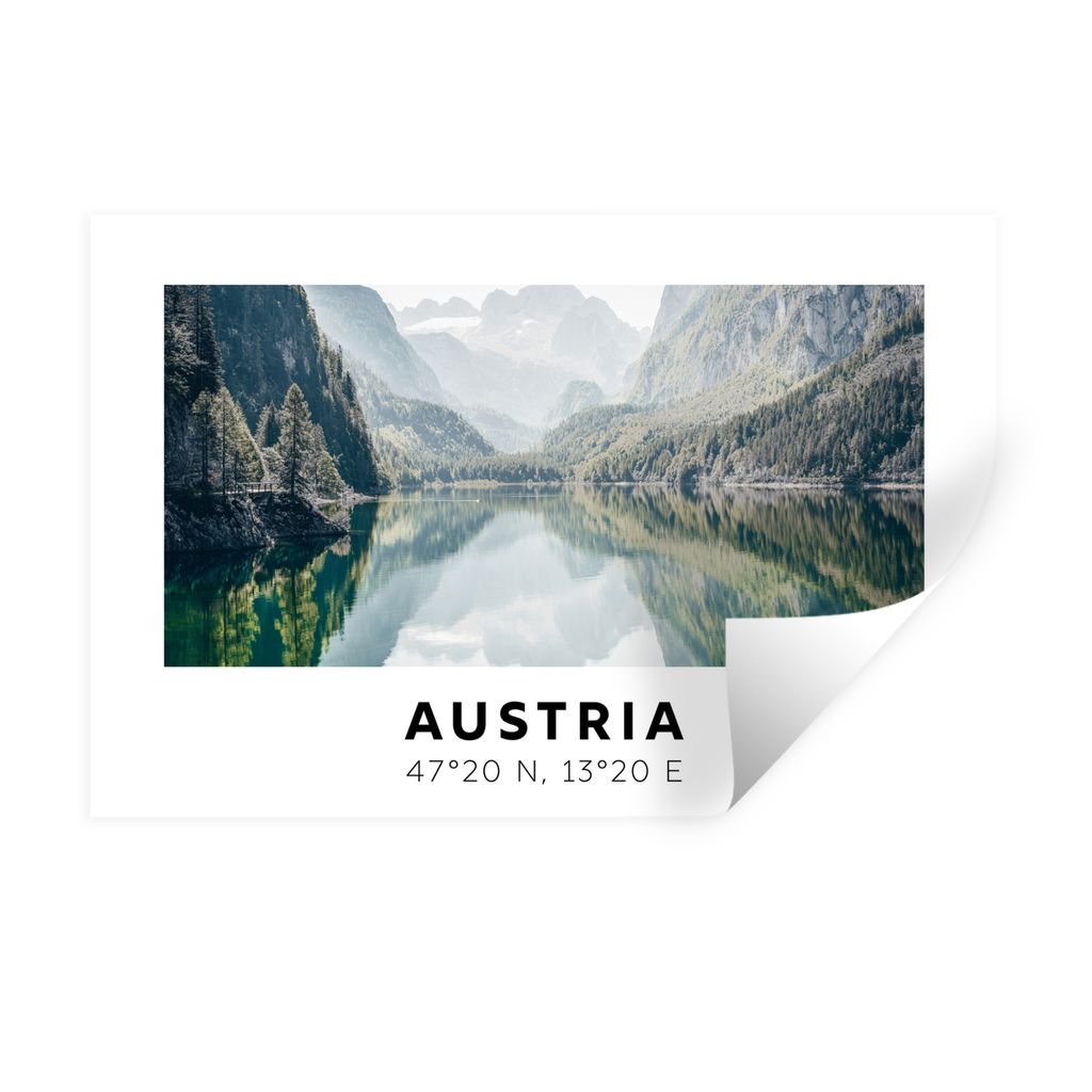 MuchoWow Wandtattoo Wandsticker Wandaufkleber Österreich - Alpen - Wasser - Berg 30x20 cm Selbstklebend und Repositionierbar - Wierderverwendbar...