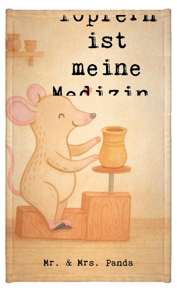 Mr. & Mrs. Panda Handtuch Maus Töpfern Design - Weiß - Geschenk, Frotteetuch, baumwolle, Töpferei, Klein, Gästetuch, Töpferkurs, badezimmer